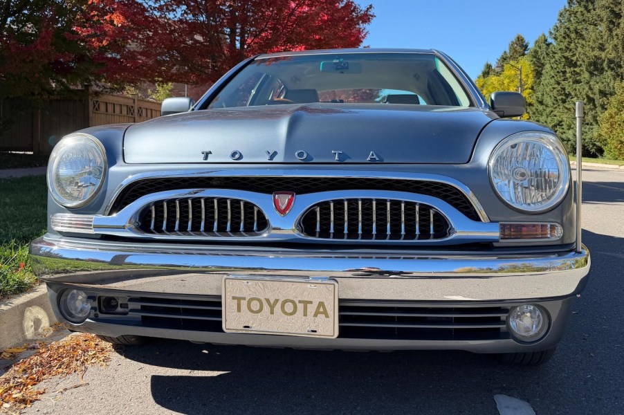 The grille of a Toyota Origin handbuilt retro luxury car.