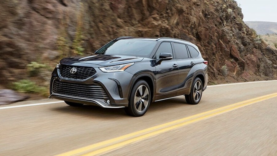 The 2022 Toyota Highlander on the road