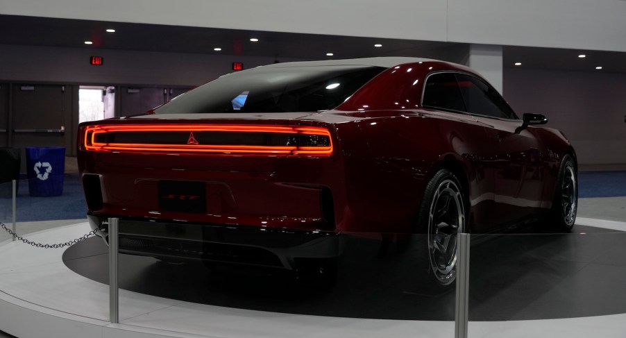 The rear end of Dodge's Charger Daytona EV Banshee concept at the Detroit auto show.