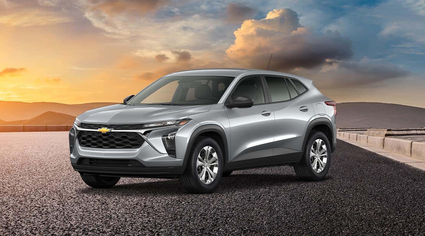 The 2025 Chevrolet Trax in front of mountains