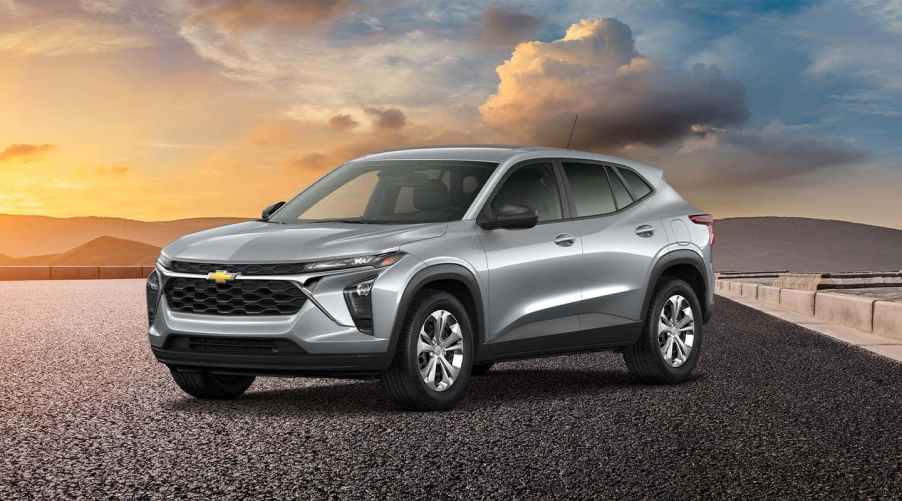 The 2025 Chevrolet Trax in front of mountains