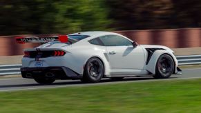 A Ford Mustang GTD Spirit of America, one of the most powerful Mustangs ever, on the track.