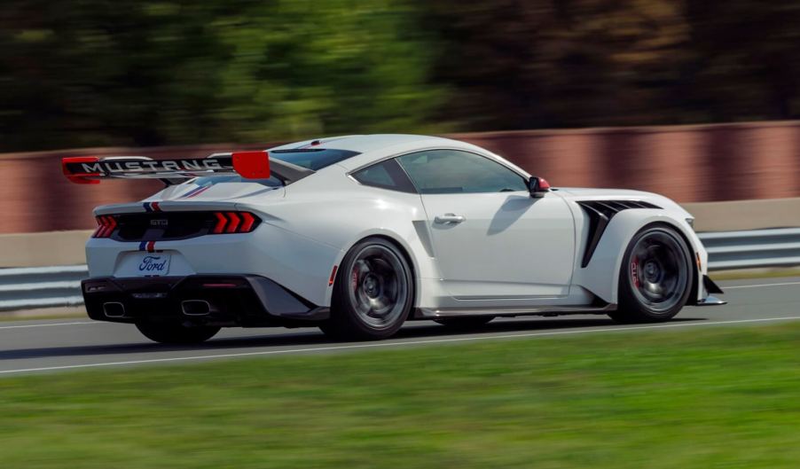 A Ford Mustang GTD Spirit of America, one of the most powerful Mustangs ever, on the track.