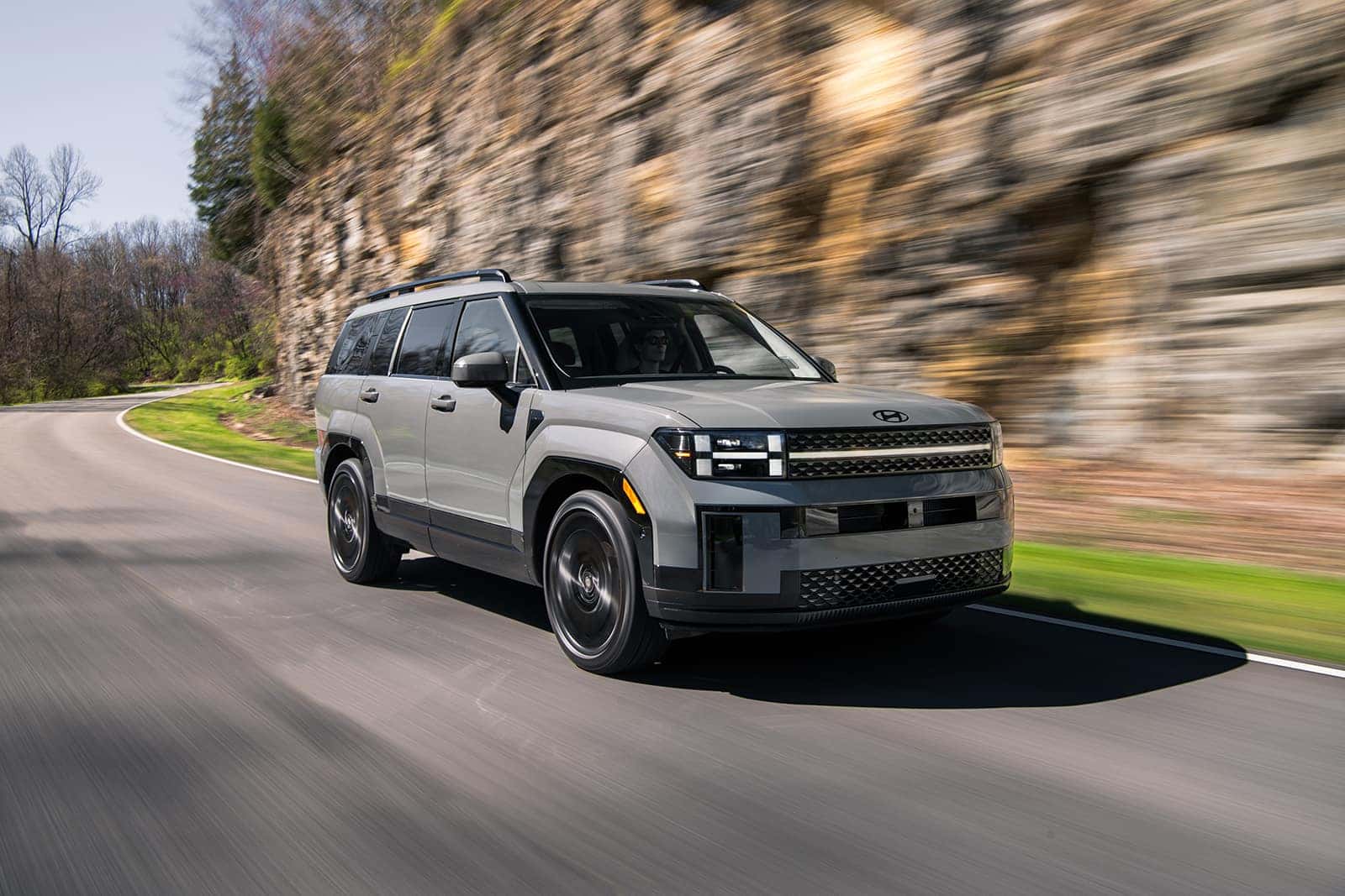 The 2025 Hyundai Santa Fe on the road