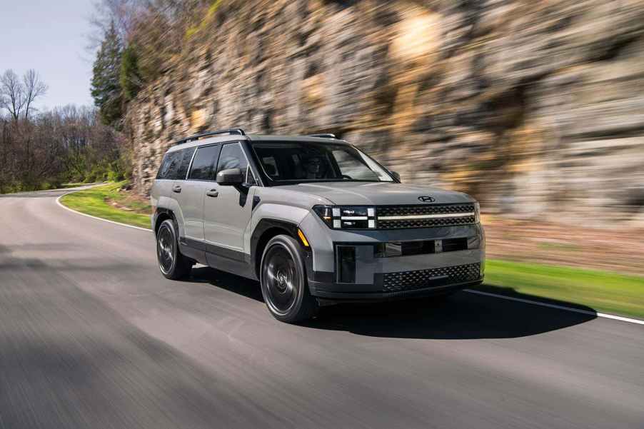 The 2025 Hyundai Santa Fe on the road