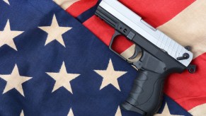 A pistol on an American flag