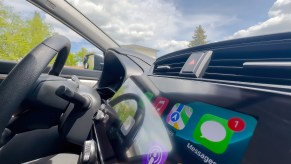A car infotainment screen with Apple CarPlay