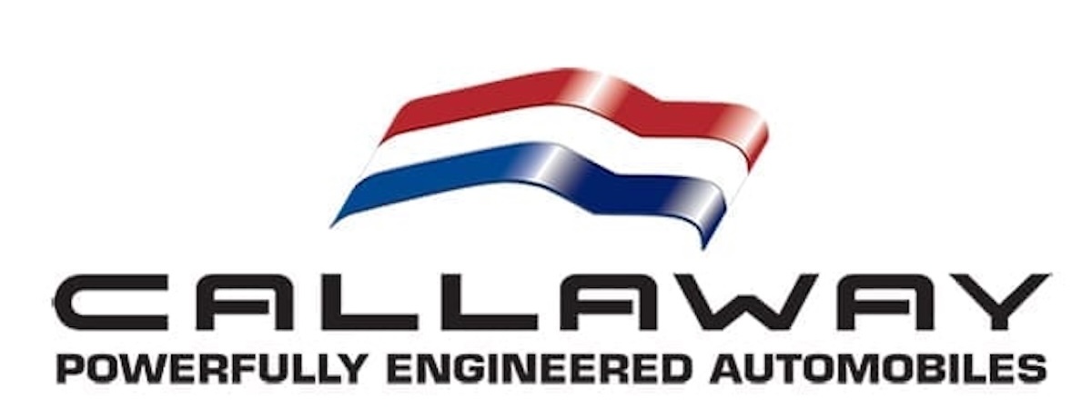 The red white and blue logo of Callaway cars tuning house.