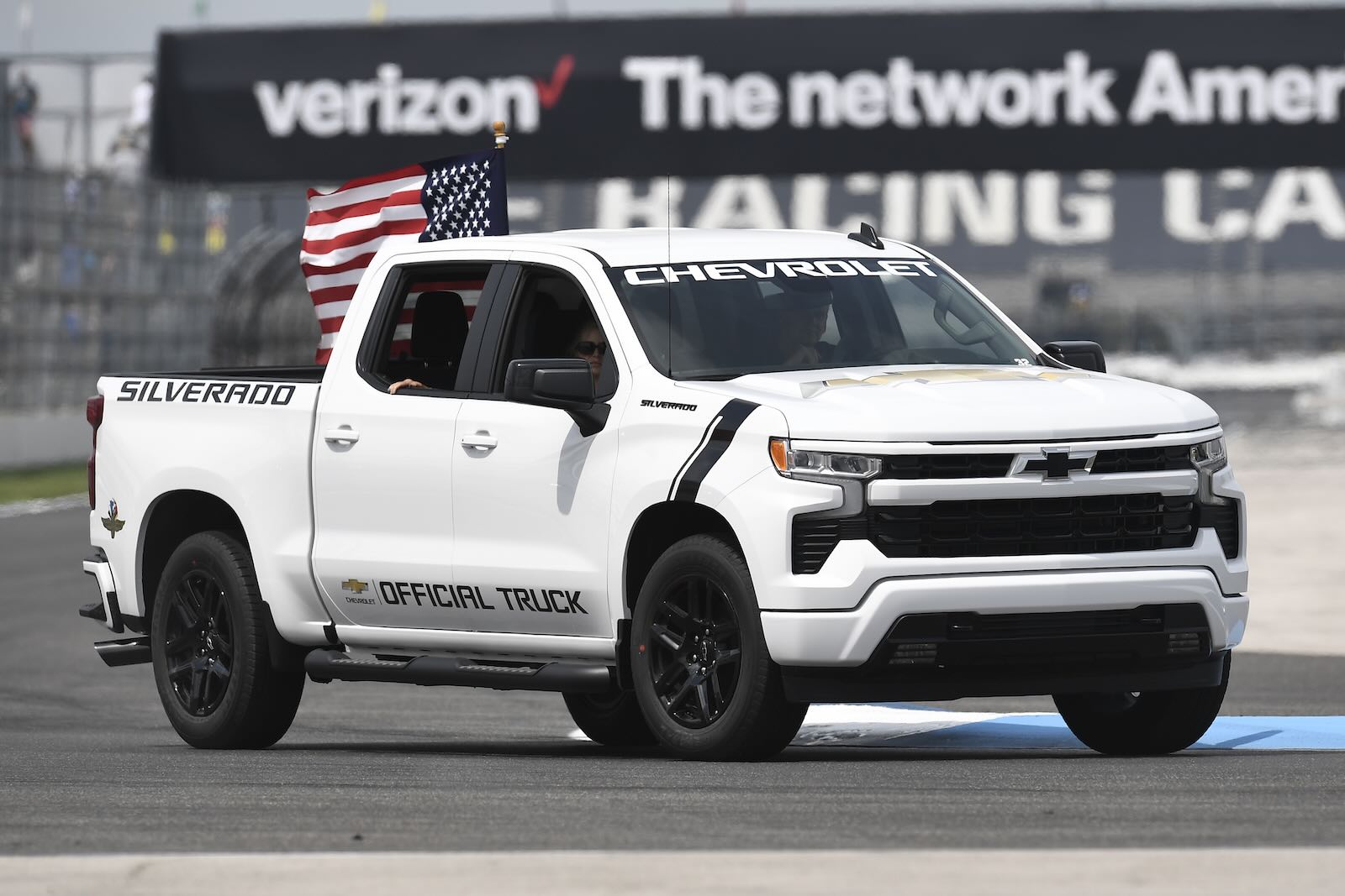 White Chevrolet Silverado pace truck at the Indianapolis 500 race