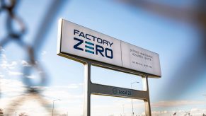 The Factory Zero sign outside General Motors' Hamtramck plant