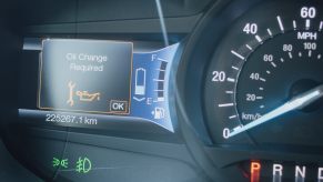 A digital display of a Ford, one of the brands that didn't make the list of the longest-lasting cars.