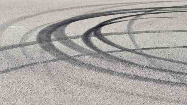 Skid marks left by the Lucid Air Sapphire high performance sedan.