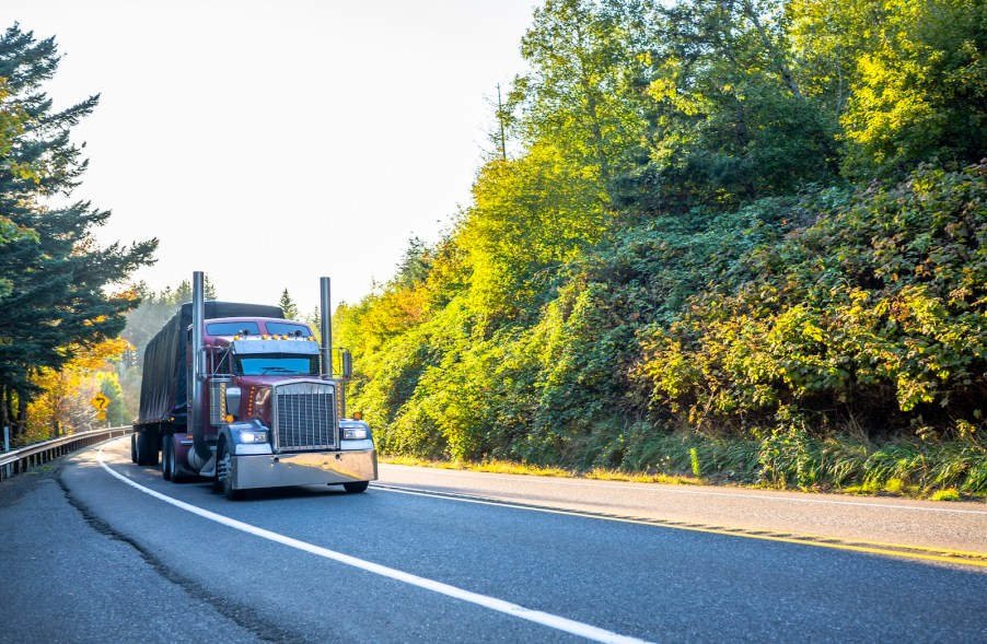 A semi-truck on the road