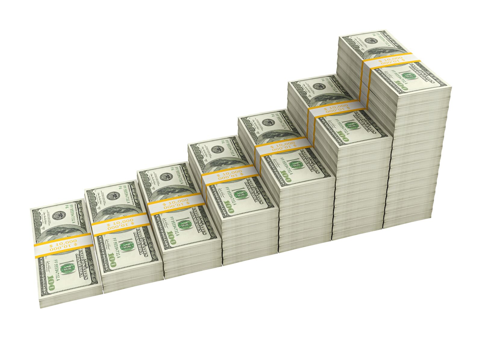 Stacks of cash represent used luxury car depreciations
