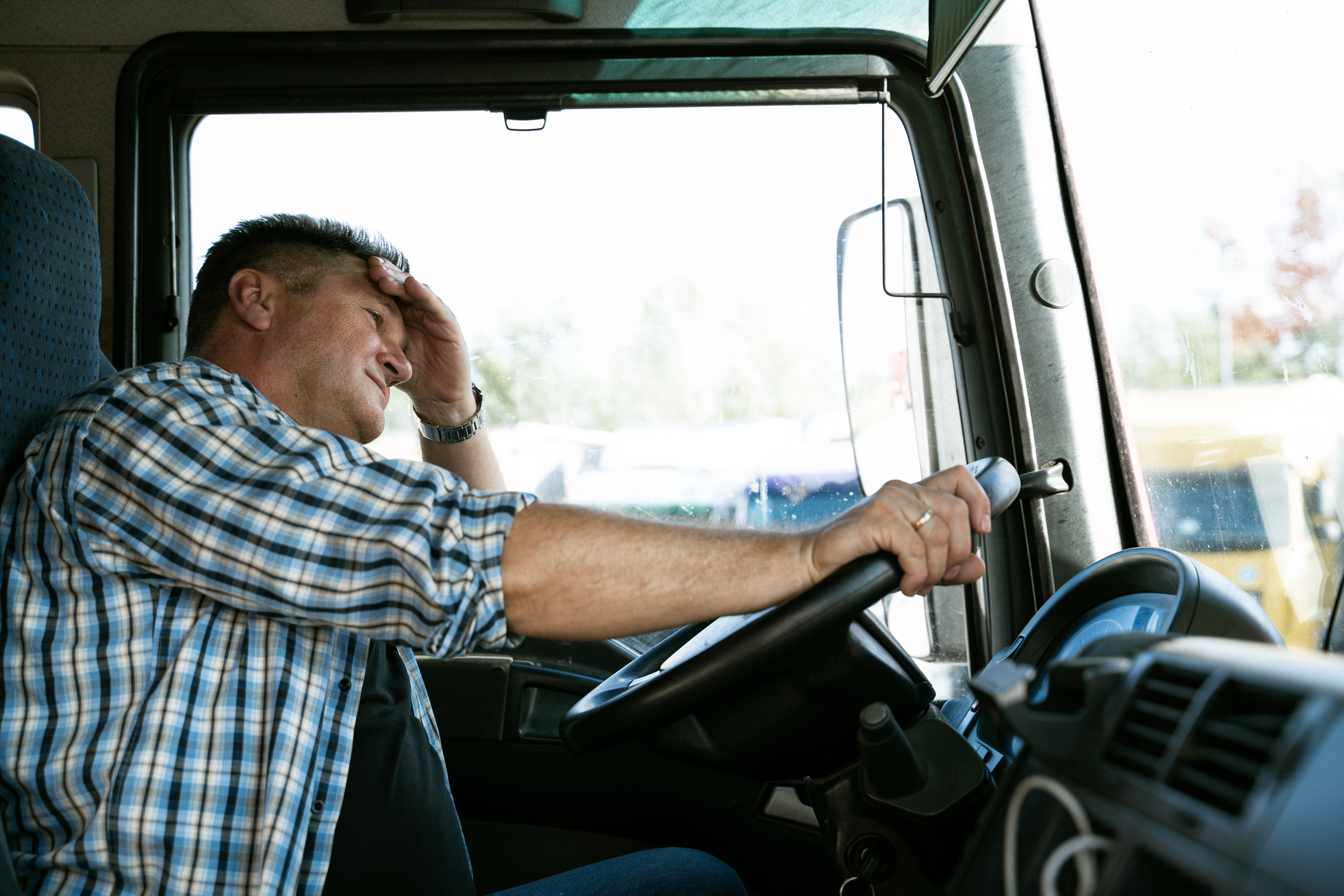 A frustrated truck driver