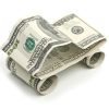 $100 bills shaped into a car form