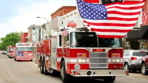 Fire trucks on the road