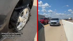 A TikToker shares her highway tire blowout