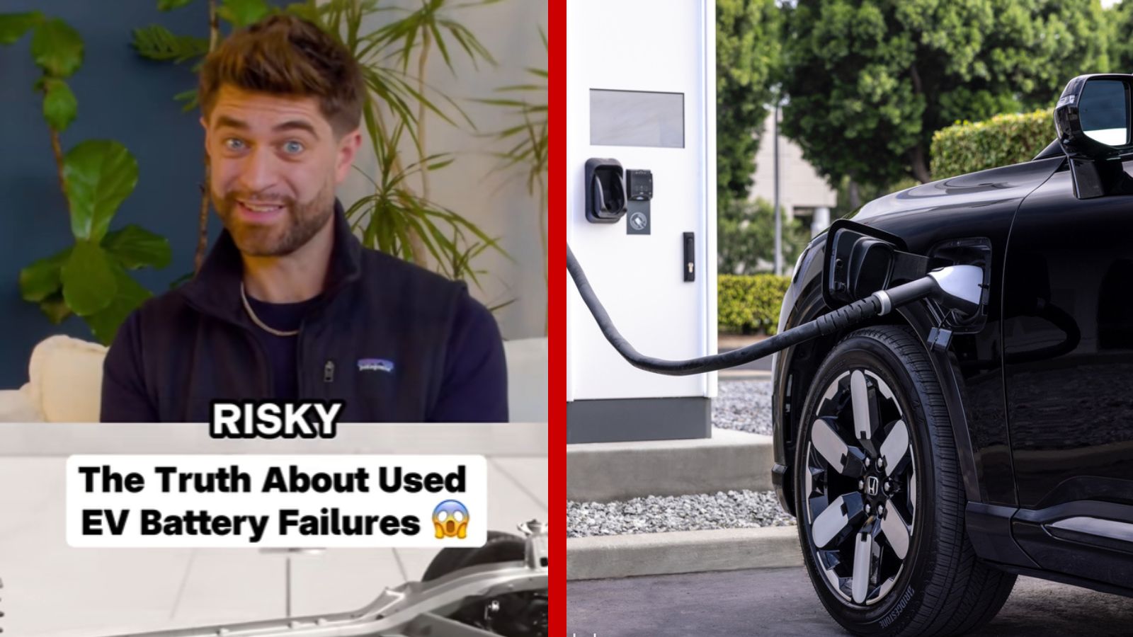 Left: CEO Jimmy Douglas discusses used EV reliability, Right: Honda Prologue charging