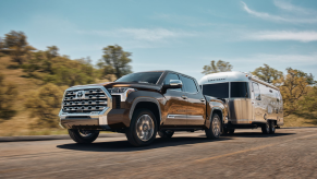 The 2025 Toyota Tundra Hybrid pulling an RV