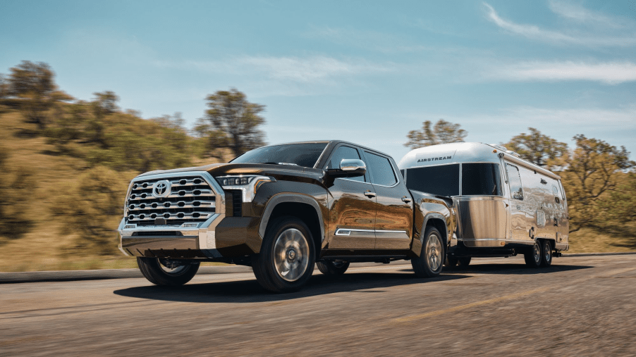 The 2025 Toyota Tundra Hybrid pulling an RV