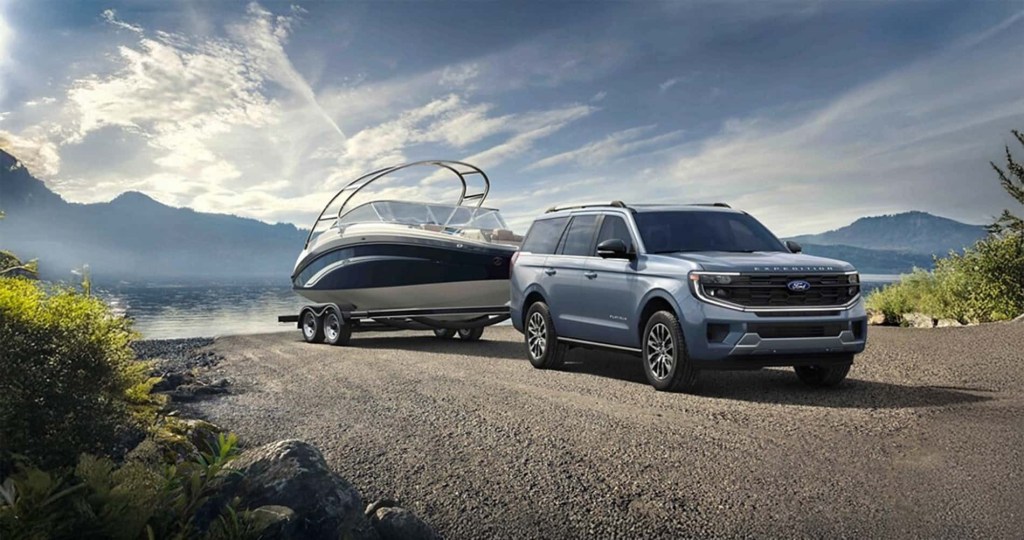 The 2026 Ford Expedition towing a boat