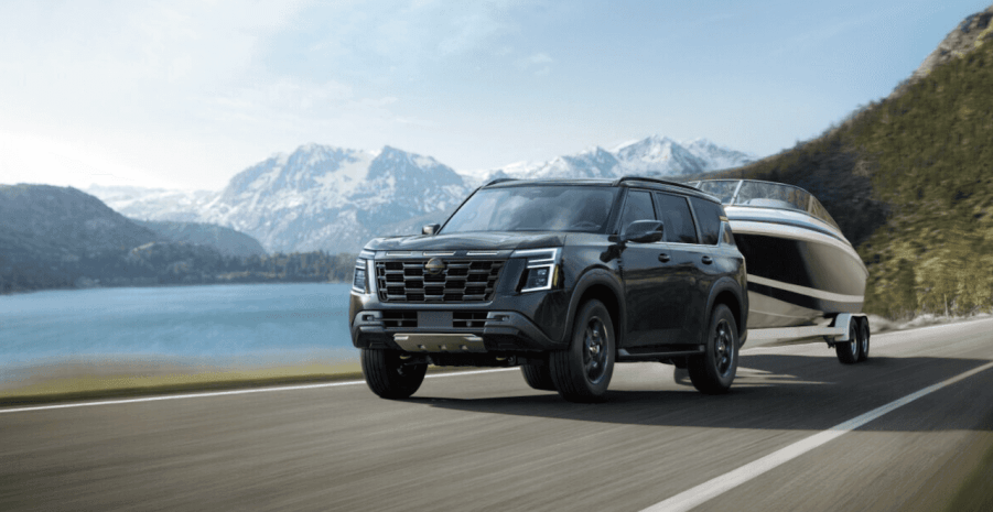 The 2026 Nissan Armada towing a boat
