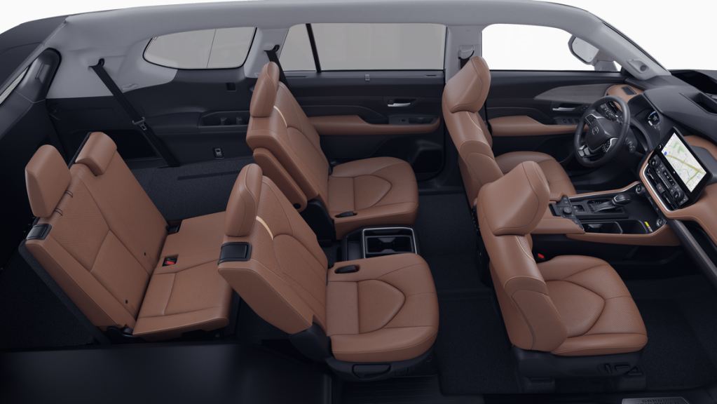 The 2026 Toyota Grand Highlander Hybrid interior from the side