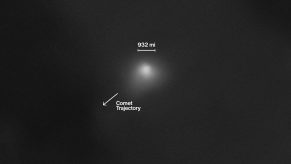 An image of 3I/ATLAS with its trajectory pointed out by NASA scientists
