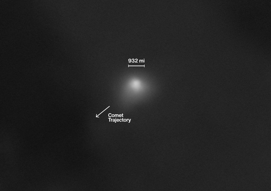 An image of 3I/ATLAS with its trajectory pointed out by NASA scientists