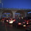 Cars waiting in line at the El Paso Mexico/US border crossing.
