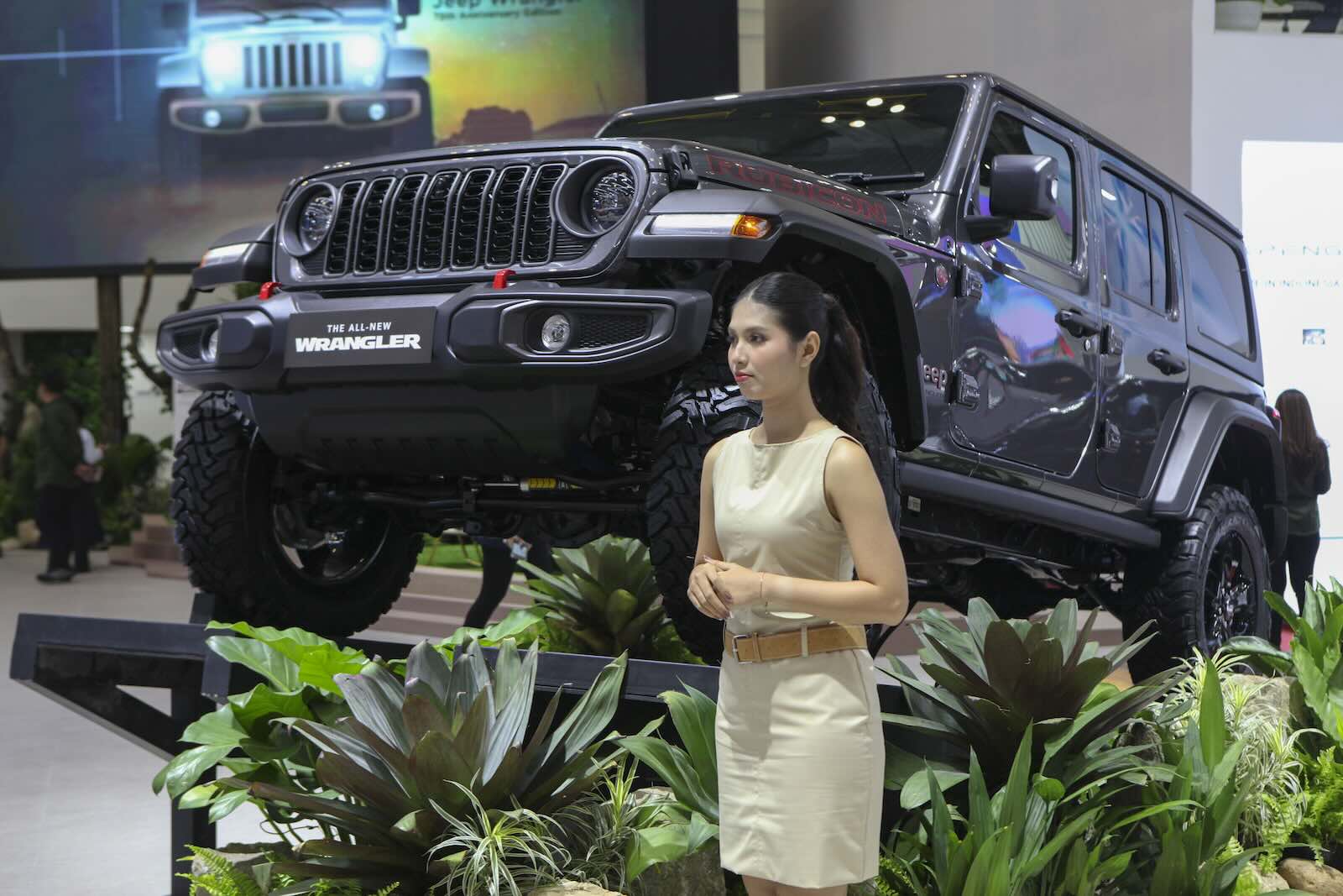 Jeep Wrangler on display at car show in Indonesia