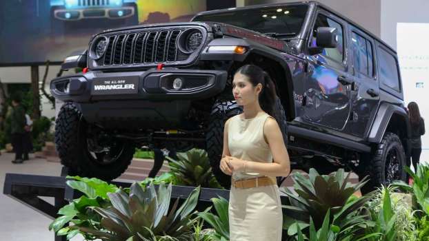 Jeep Wrangler on display at car show in Indonesia