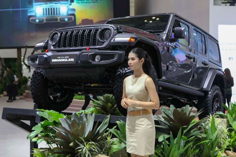 Jeep Wrangler on display at car show in Indonesia
