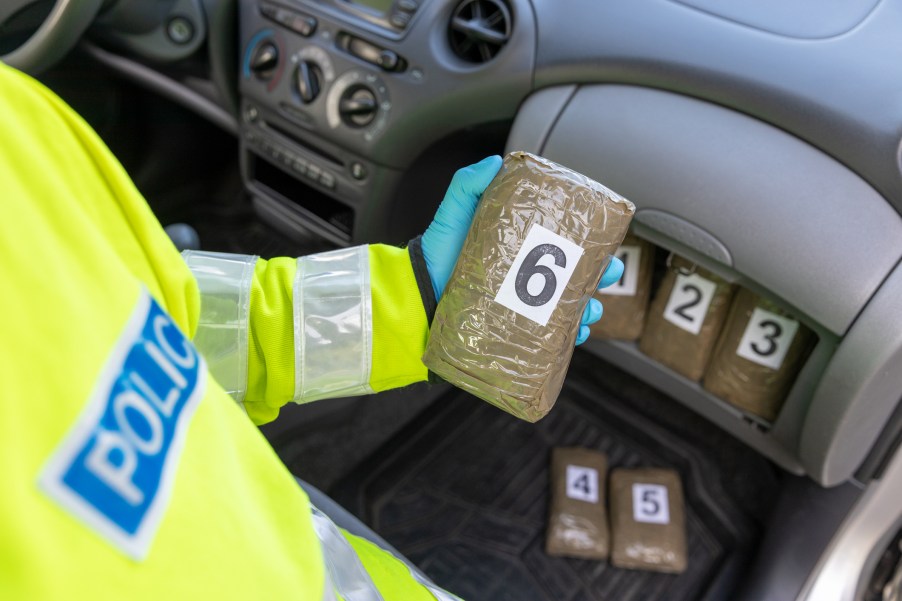 Police officer finding drugs