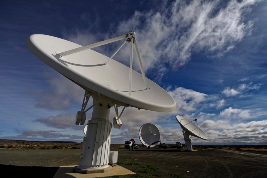 Radio telescopes at a radio observatory in South Africa