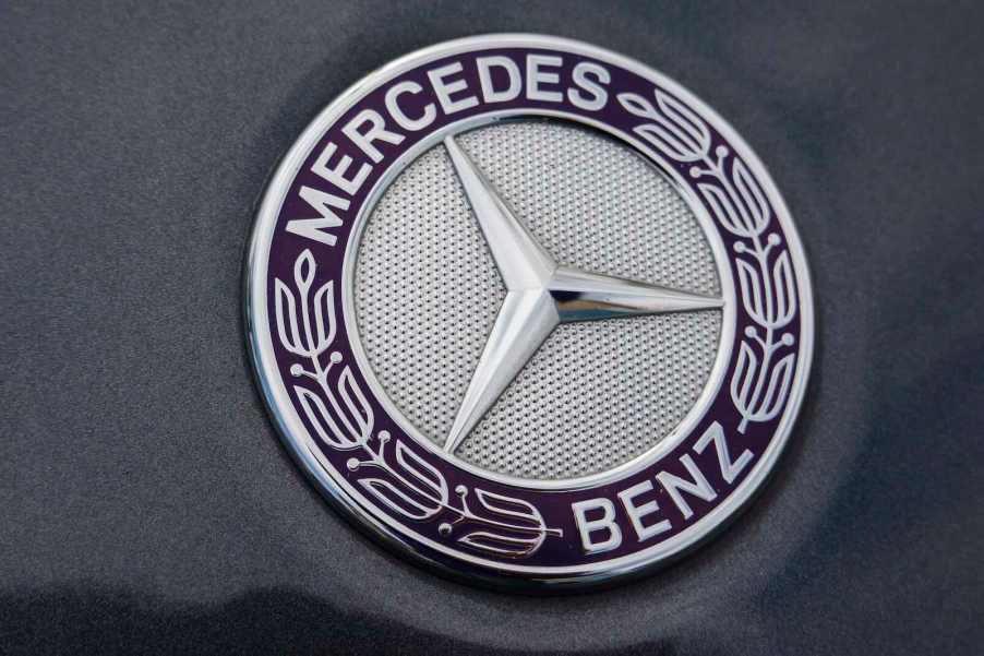 The Mercedes-Benz logo from a little g class suv test mule