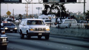 O.J. Simpson leading a police chase in a Ford Bronco