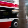 Canadian homeless man stole a red and white bus, driving it through town.