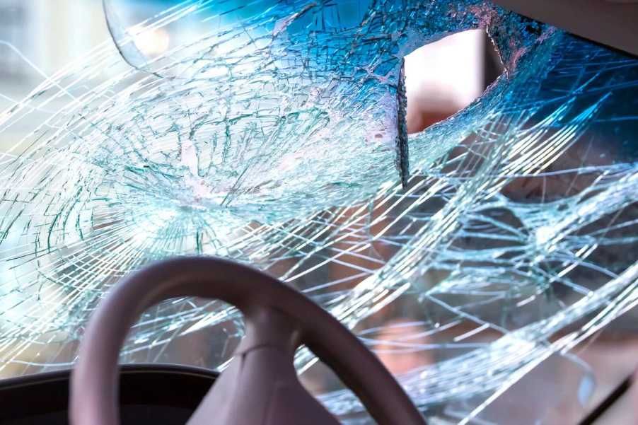 Brevard County Florida sheriff patrol car windshield smashed.