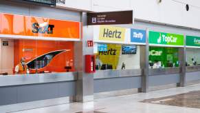 Rental car counters at an airport