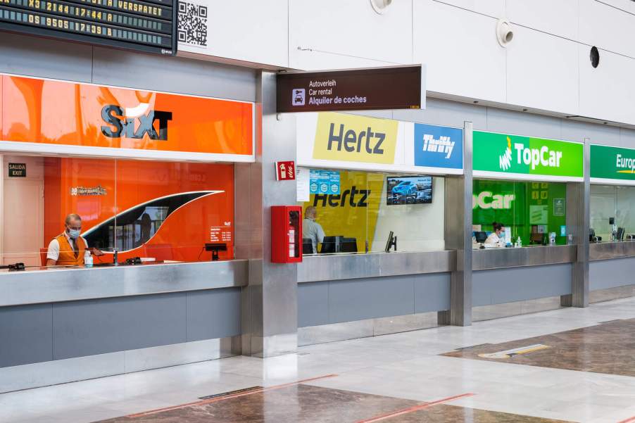 Rental car counters at an airport