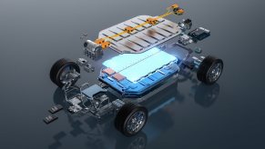 An exploded view of an EV platform