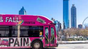 A MARTA bus in Atlanta parked in right profile view