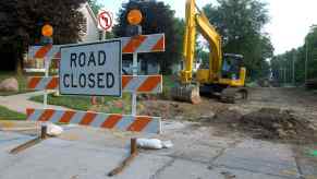 Road closed construction sign