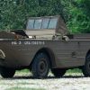 A 1942 Ford GPA amphibious vehicle on dry land in left front angle view