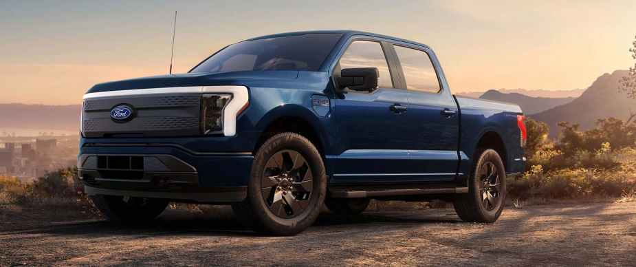 A 2025 Ford F-150 Lightning off-roading