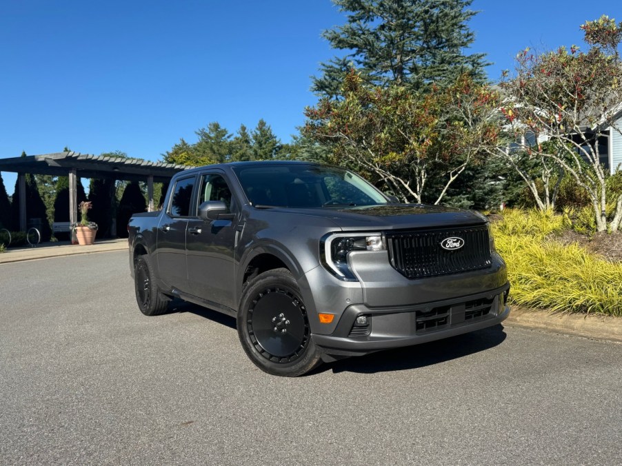 The 2025 Ford Maverick Lobo near foliage