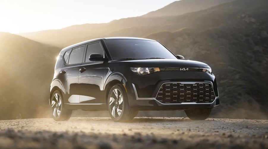 The 2025 Kia Soul on a gravel road