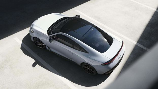 A white 2026 Honda Prelude coupe parked, so you can't rev the engine.